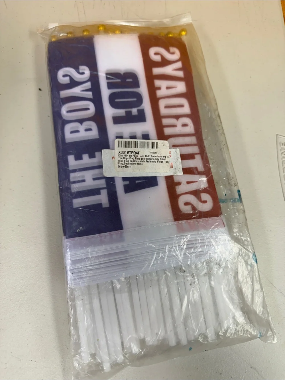 Patriotic Red White Blue Party flags Saturdays Are For The Boys 50 pack Frat fla
